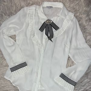 Elegant Button Down Blouse Womens Size M